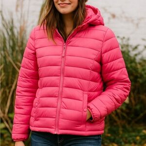 Love Tree Vibrant Pink Packable Puffer Jacket
